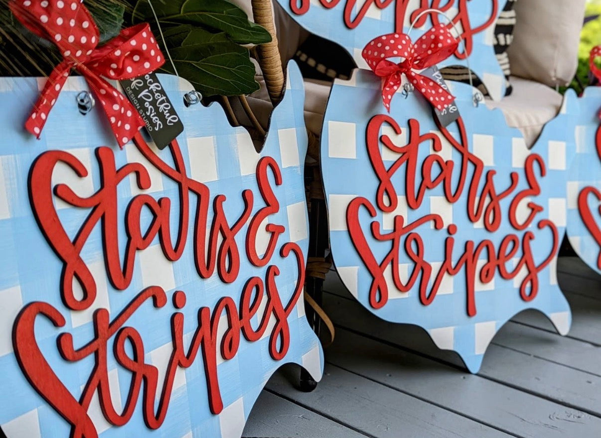 Stars and Stripes Wooden Door Hanger