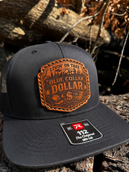 Leather Patch hat, tooled leather patch, custom patch hat, leather patch baseball cap, leather patch trucker hat, hat with leather patch