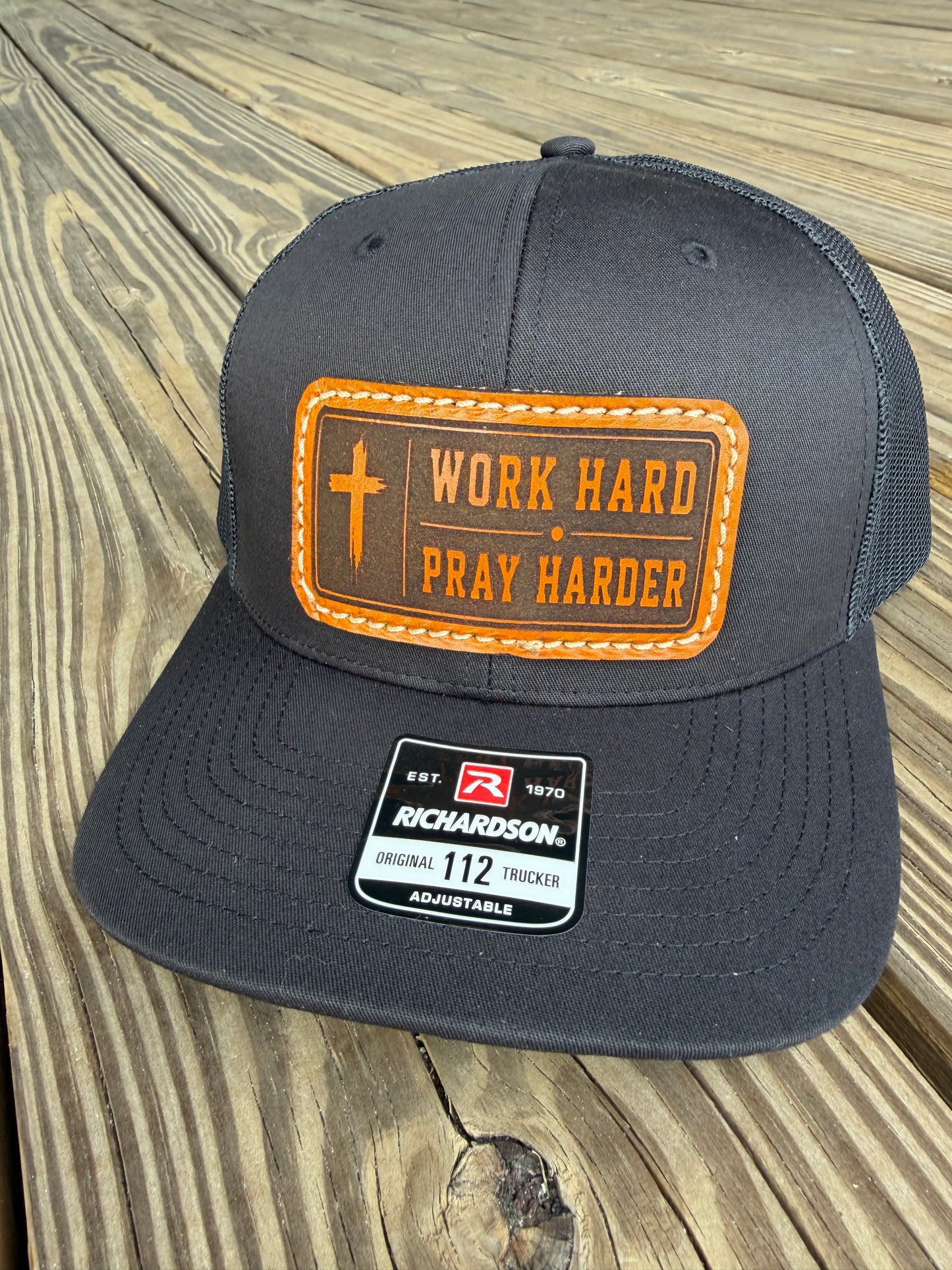 Work Hard Pray Harder Leather Patch Hat