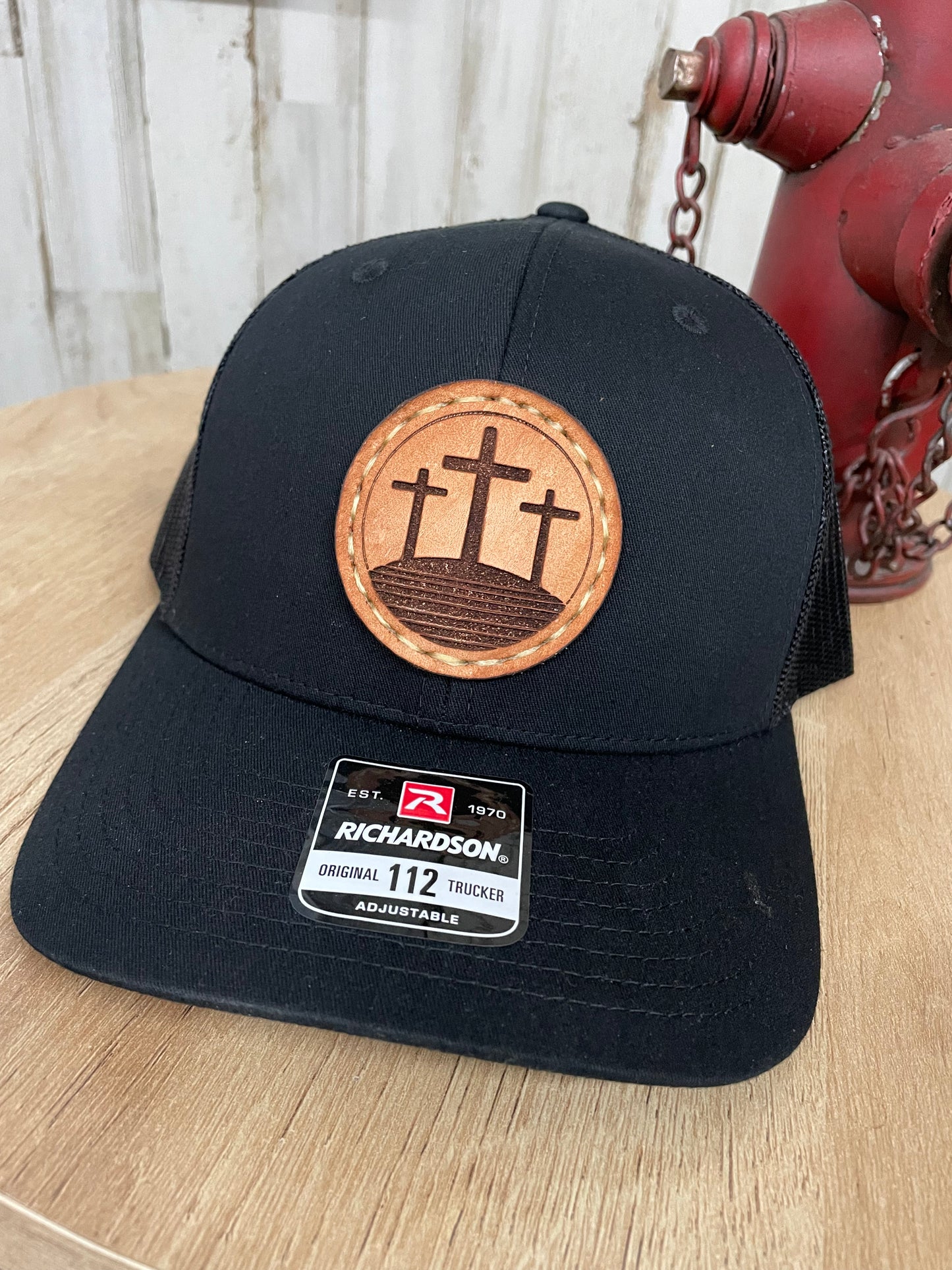 Leather Patch hat, tooled leather patch, custom patch hat, leather patch baseball cap, leather patch trucker hat, hat with leather patch