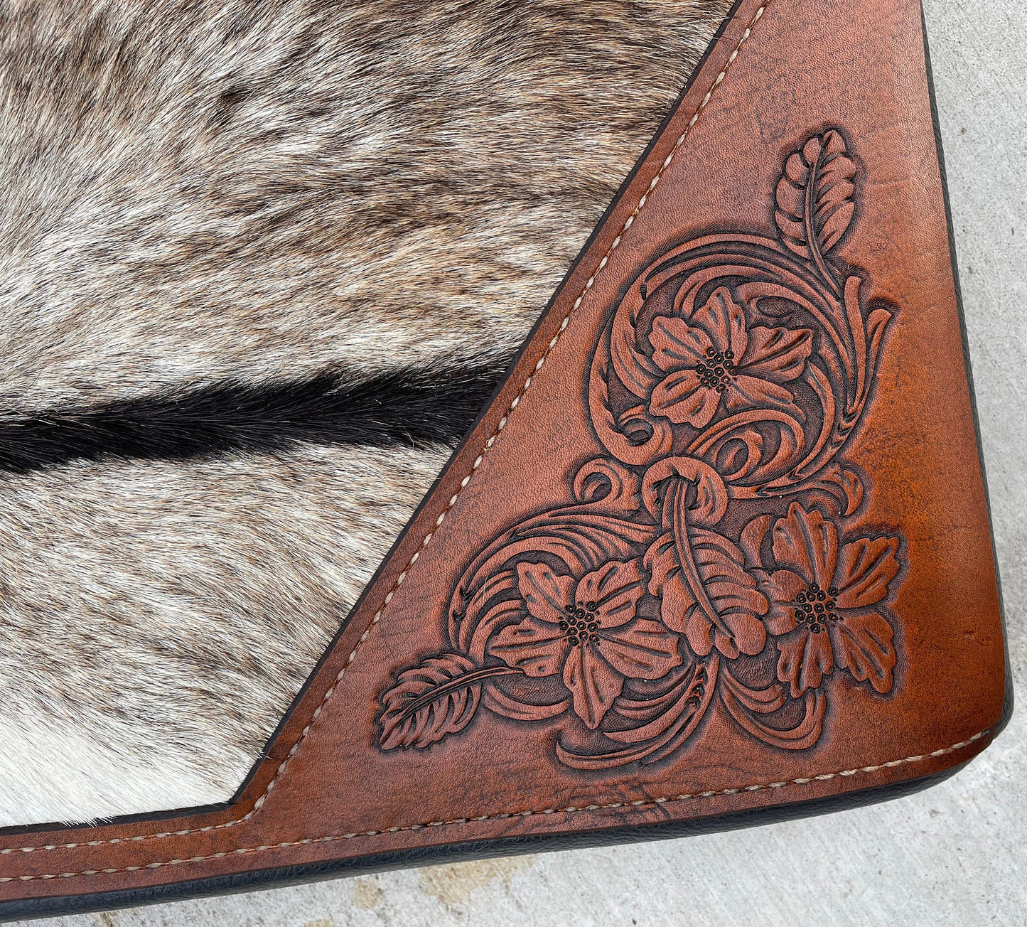 Leather Console Cover with Hide