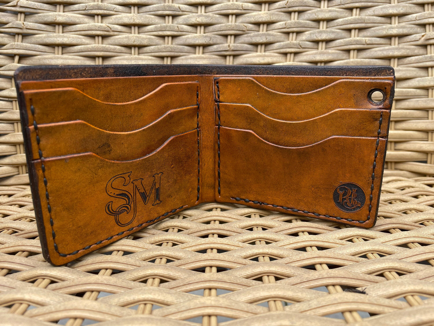 Hand tooled wallet, oak leaf and acorn wallet, wallet for him, custom wallet, personalized wallet, western wallet, Anniversary gift