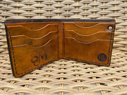 Hand tooled wallet, oak leaf and acorn wallet, wallet for him, custom wallet, personalized wallet, western wallet, Anniversary gift
