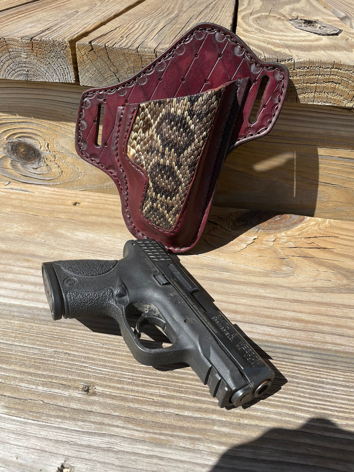 Diamondback Rattlesnake Hand-Tooled Holster